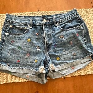 American Eagle Outfitters Multicolor Embroidered Denim
